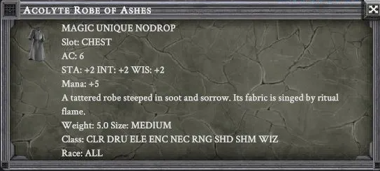 ACOLYTE ROBE OF ASHES item card